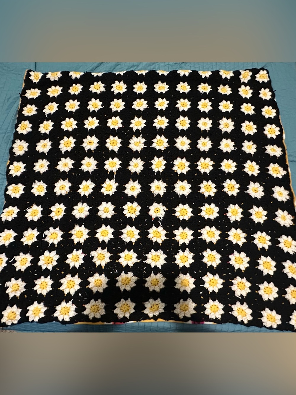 Handmade Daisy Crochet Granny Square Throw and Fleece Lined Smiley Faces
